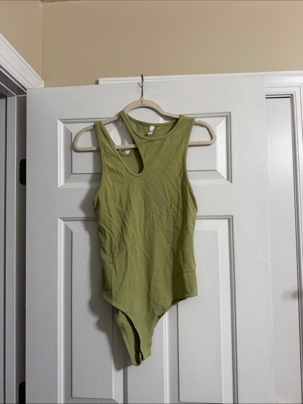 Glam Women's Green Sleeveless Tank Top Cutout One Piece Bodysuit Size Large